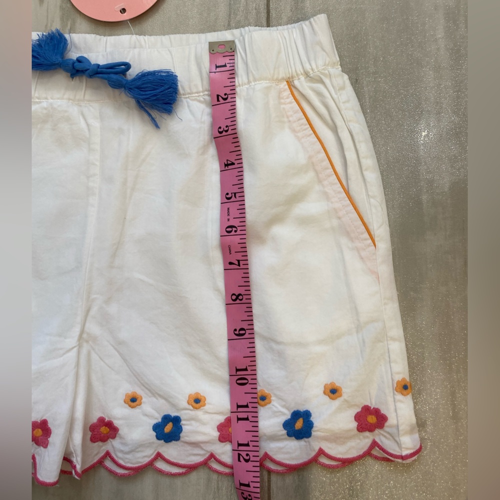 NWT Bisby White Cotton Lined Pull-On Shorts with Colorful Embroidery, girls 14 - Picture 5 of 12